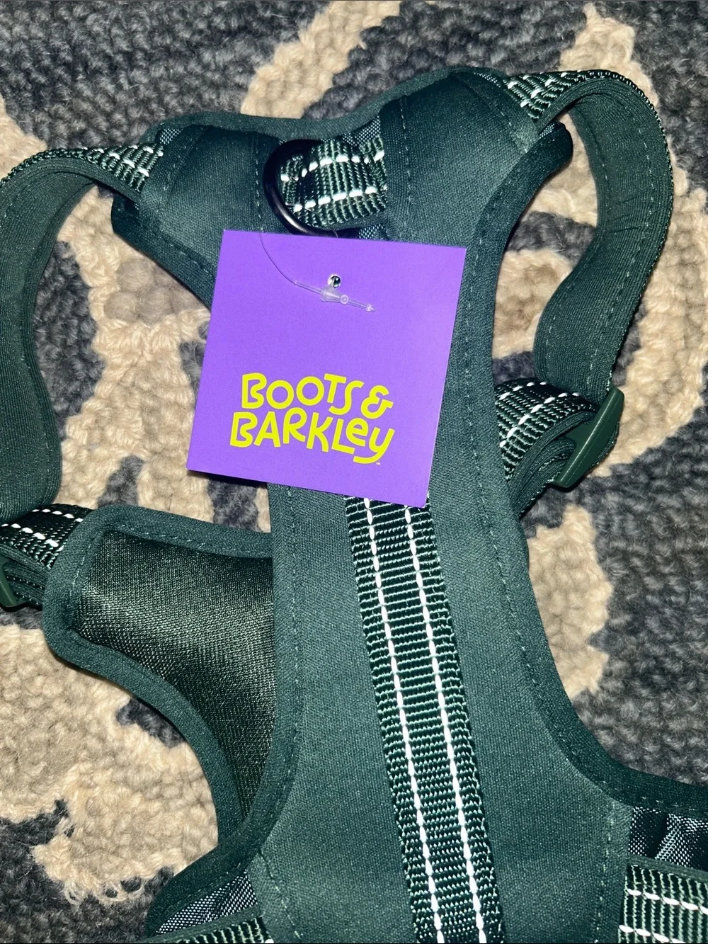 Boots & Barkley Dark Green Padded Dog Harness with Reflective Stripes